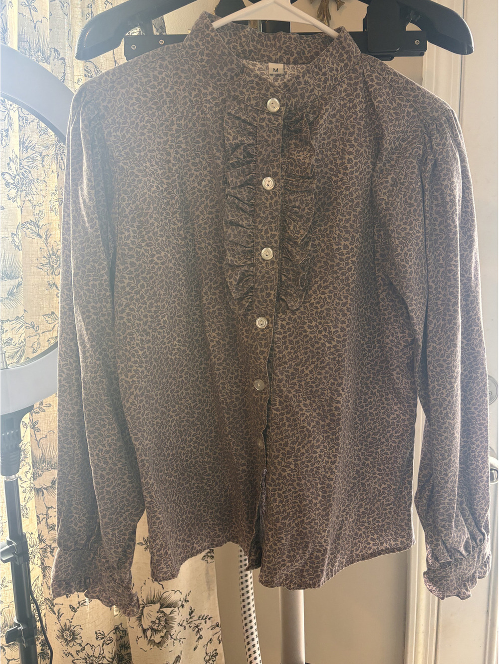 Vintage Victorian Inspired Ruffle Blouse Floral
